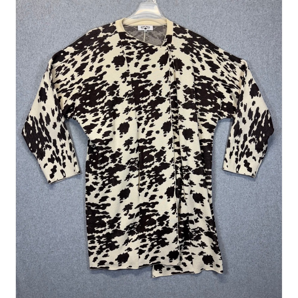 Crazy Train Cow Print Duster Cardigan Black White Western Knit Sweater XXL